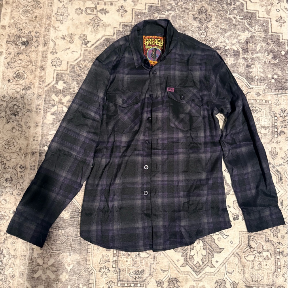Greasy Hands Society plaid flannel shirt